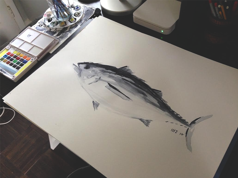 800x600 Tuna Watercolor By Michael Everitt - Tuna Watercolor