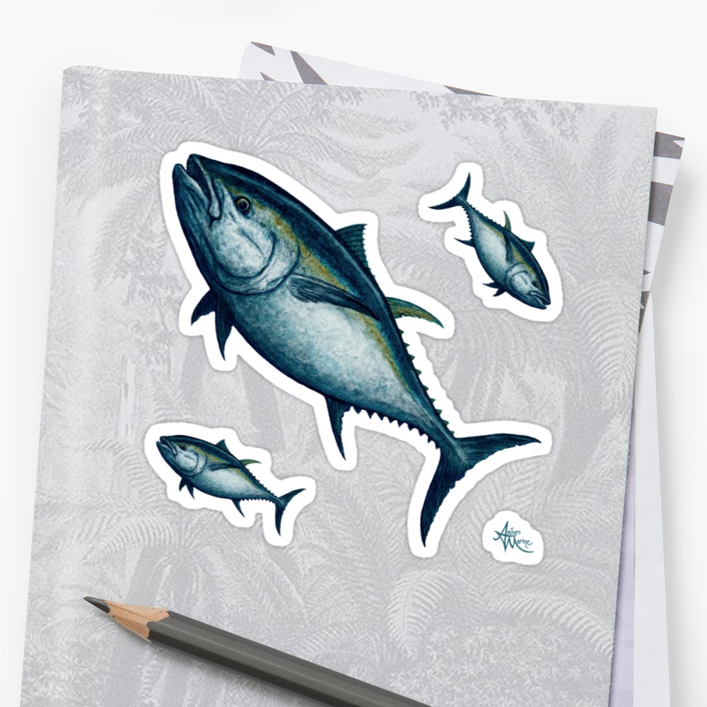 1000x1000 Bluefin Tuna By Amber Marine ~ Watercolor Painting, Art 2016 - Tuna Watercolor