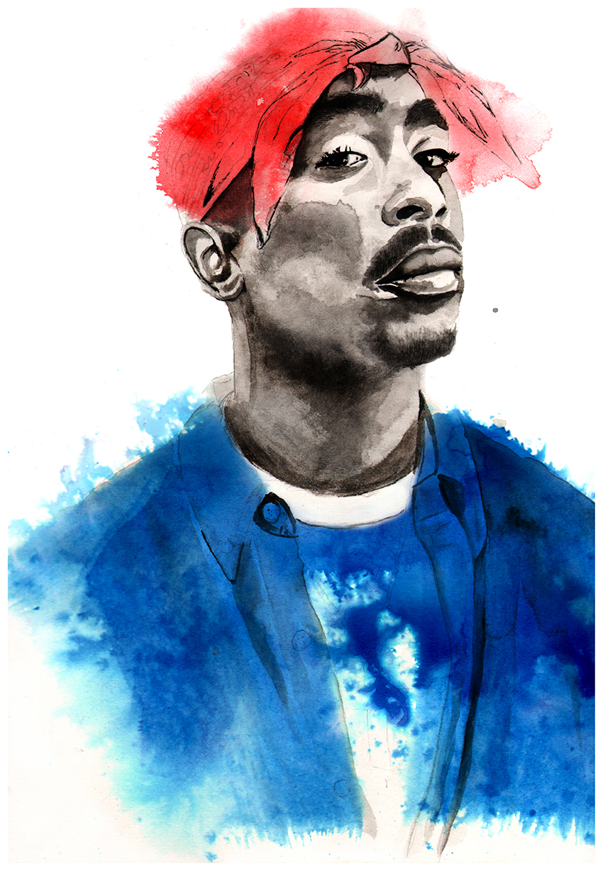 850x1228 Illustration Melisah May - Tupac Watercolor
