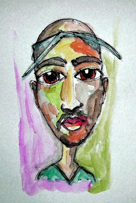 467x700 Portrait Of Tupac By Billybeau On Stars Portraits - Tupac Watercolor