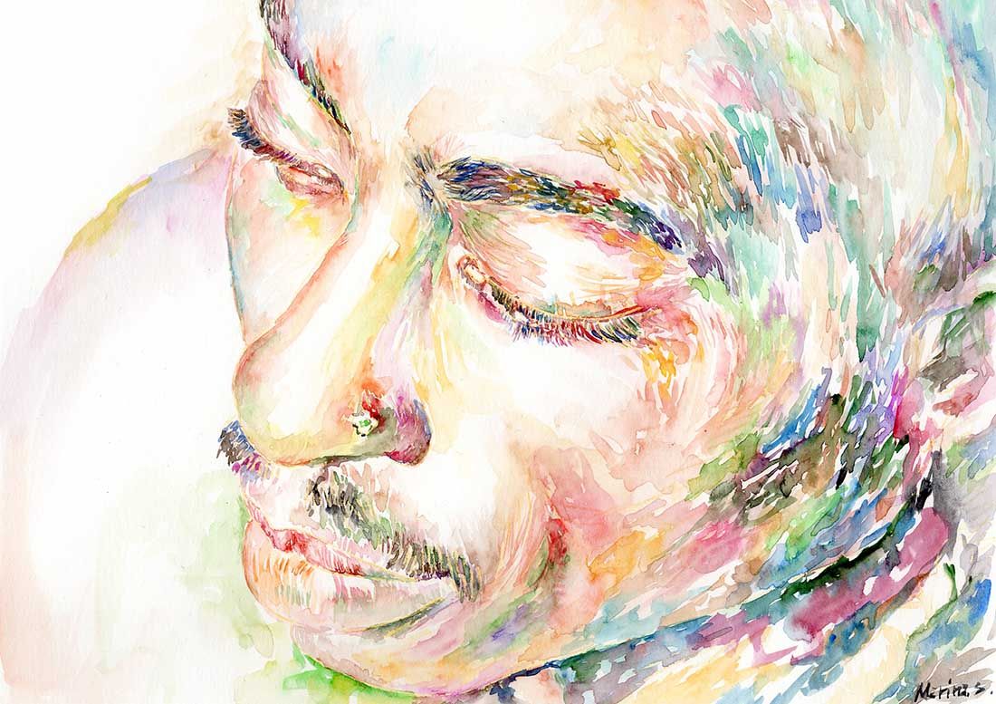 1100x777 Tupac Shakur Print From My Original Watercolor Painting! Tupak - Tupac Watercolor