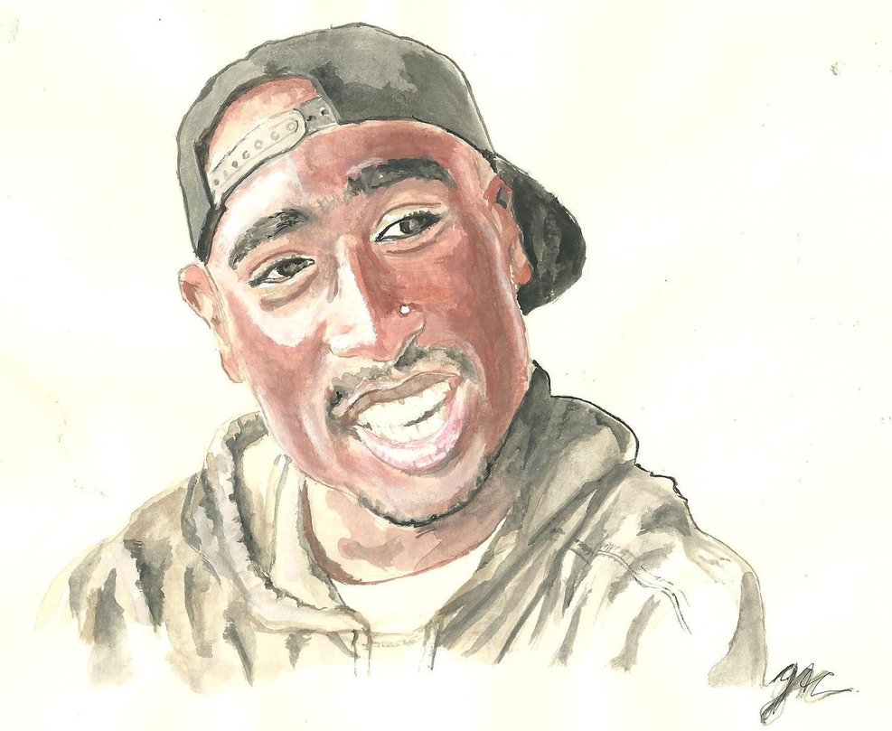 987x809 Tupac Shakur By Gabceriani - Tupac Watercolor