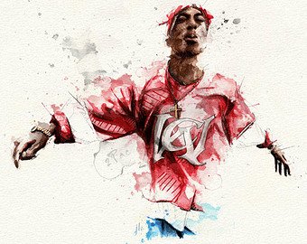 340x270 Tupac Watercolor Etsy - Tupac Watercolor