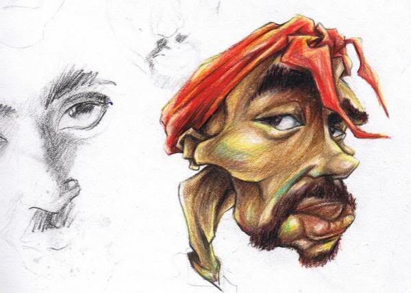 600x427 Tupac Sketch By Coldstone02 - Tupac Watercolor