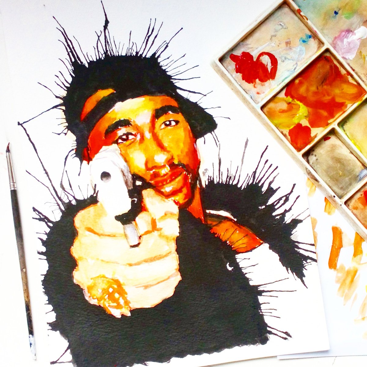 1200x1200 Chris On Twitter New - Tupac Watercolor