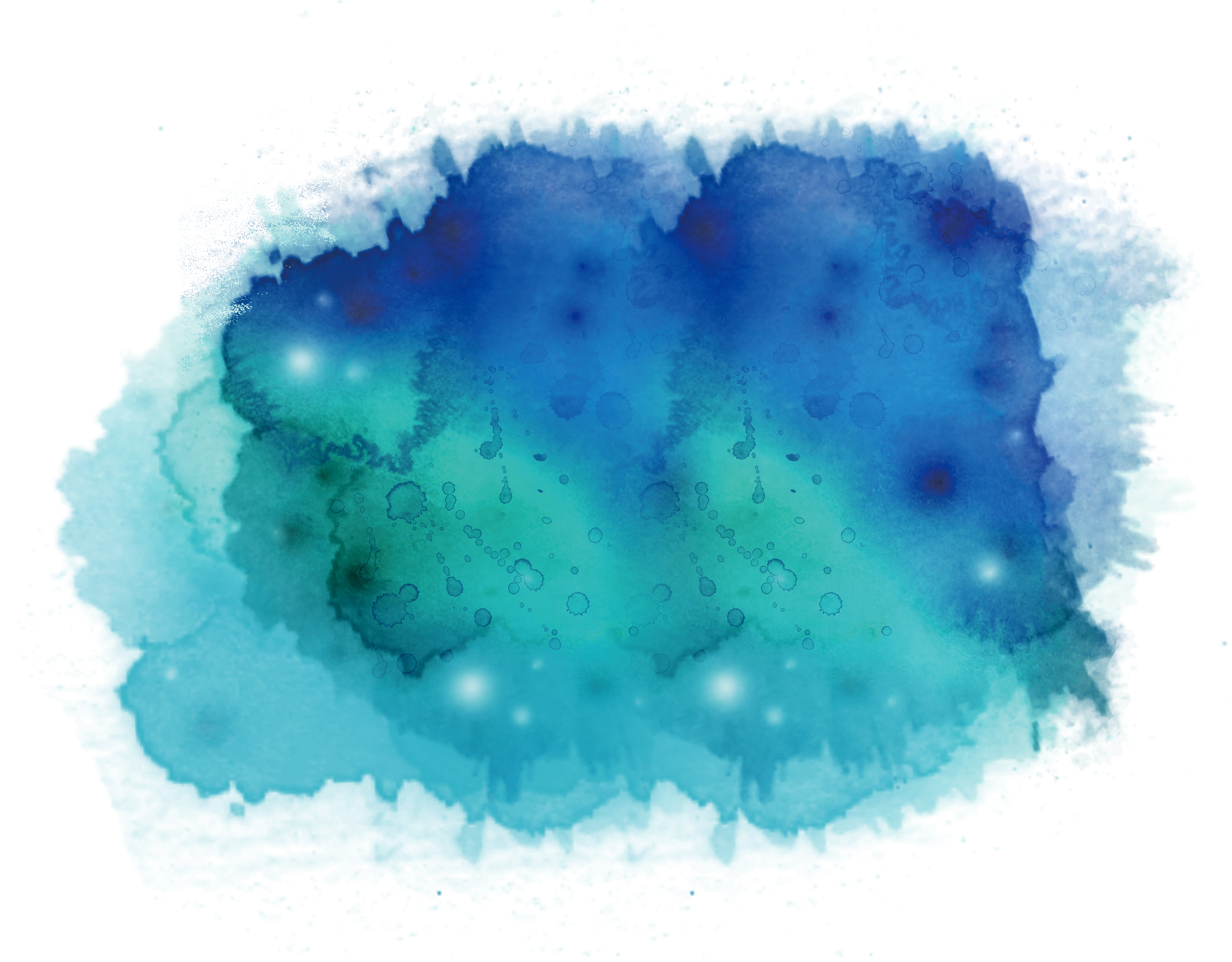 3532x2759 Ink Wash Painting Watercolor Painting Blue Teal Illustration - Turquoise Watercolor