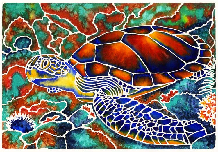 750x524 Sea Turtle Tanya Jill, Artist - Turtle Watercolor Paintings