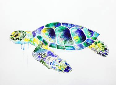 375x276 Turtle, Watercolor Painting By Luba Ostroushko Saatchi Art - Turtle Watercolor Paintings
