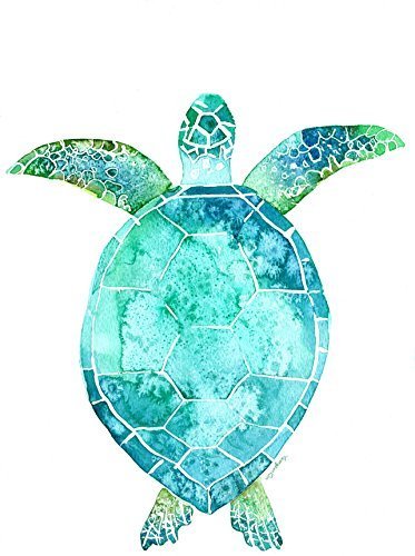 373x500 Sea Turtle Watercolor Art Print For Wall Decor Handmade - Turtle Watercolor Paintings
