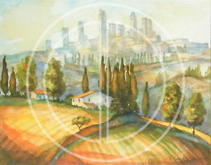 300x234 Signed Watercolor Prints San Gimignano, Tuscany, Italy - Tuscany Watercolor