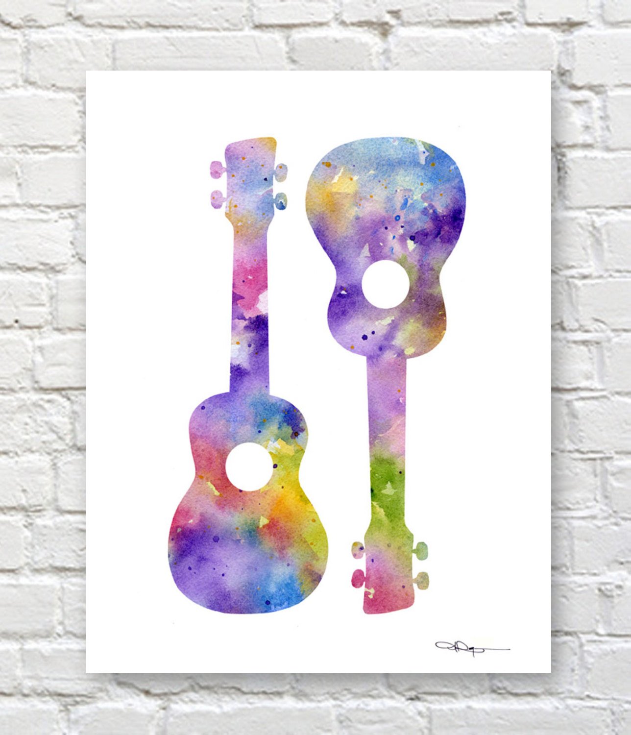 1288x1500 Ukulele Art Print Abstract Watercolor Painting Music Wall Etsy - Ukulele Watercolor