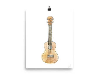 340x270 Ukulele Wall Art Printable Digital Download Etsy - Ukulele Watercolor