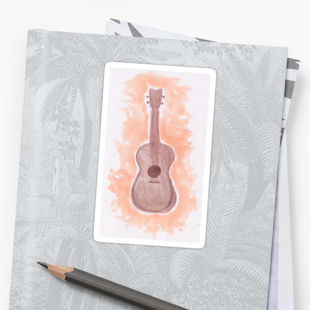 1000x1000 Ukulele Watercolor Stickers By Groovygracie Redbubble - Ukulele Watercolor