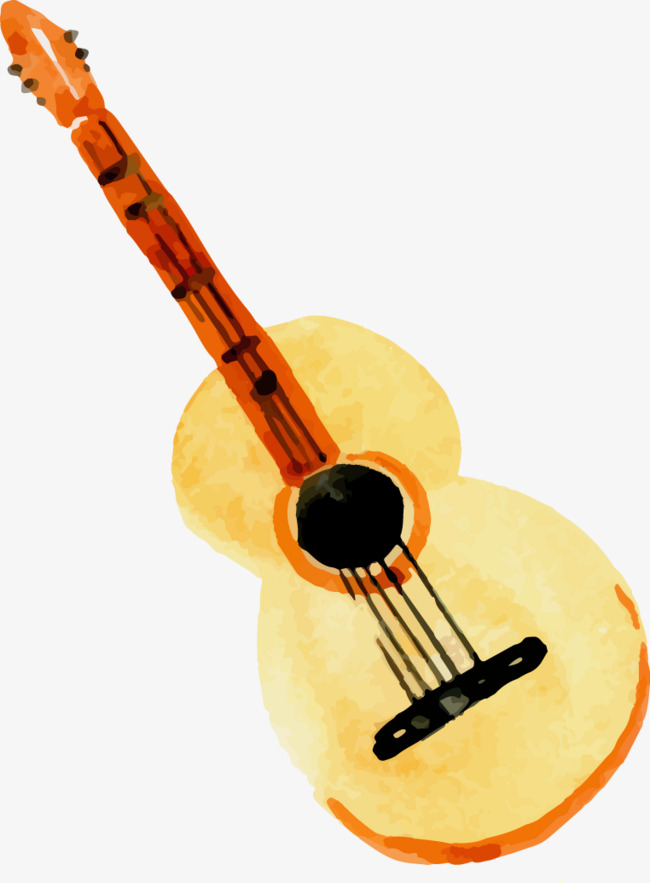 650x883 Vector Hand Painted Watercolor Guitar, Watercolor Vector, Guitar - Ukulele Watercolor