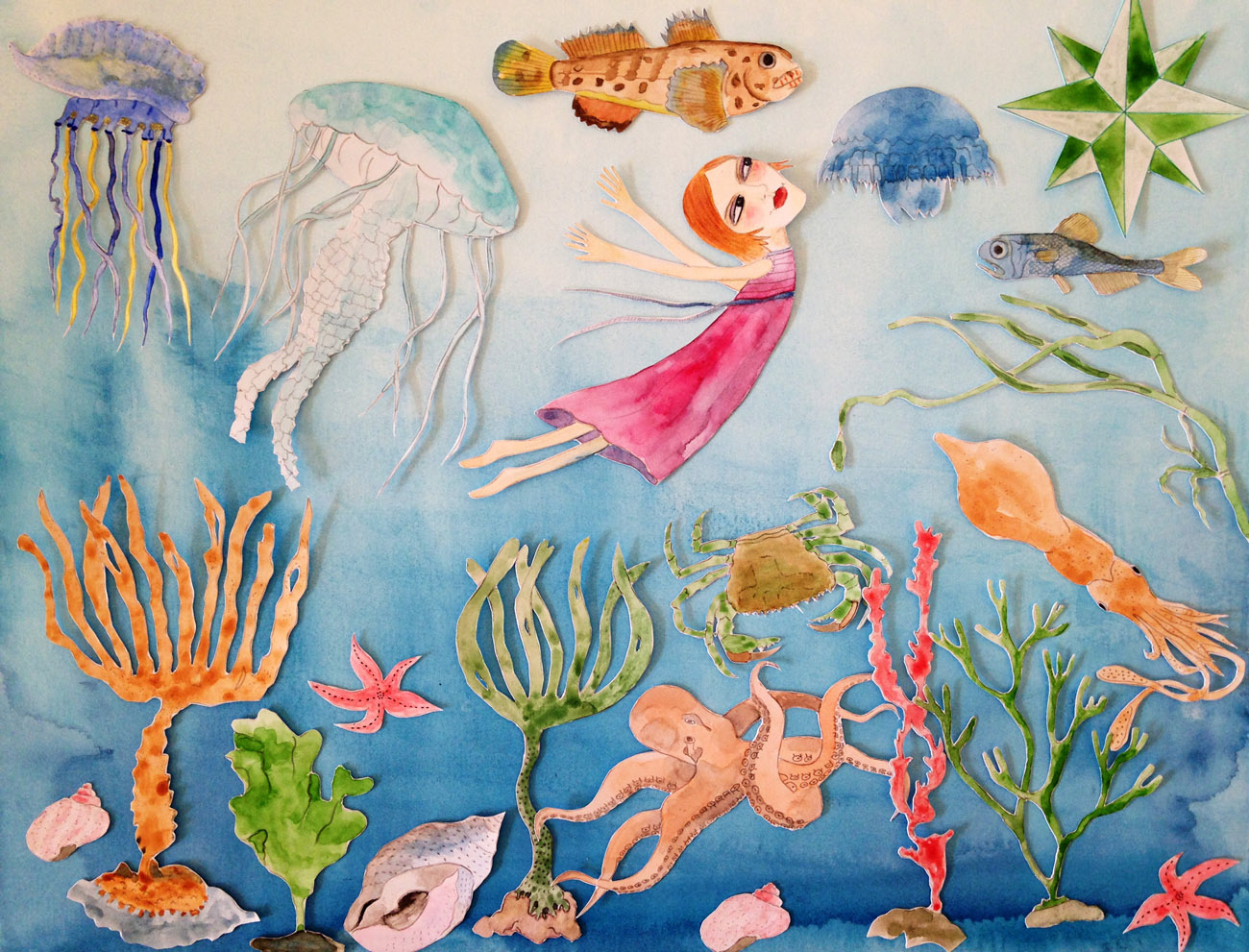 1300x991 Under The Menina Do Mar - Under The Sea Watercolor