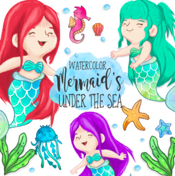 348x350 Watercolor Mermaid Amp Under The Sea Inspired Clip Art {Miss Clip - Under The Sea Watercolor