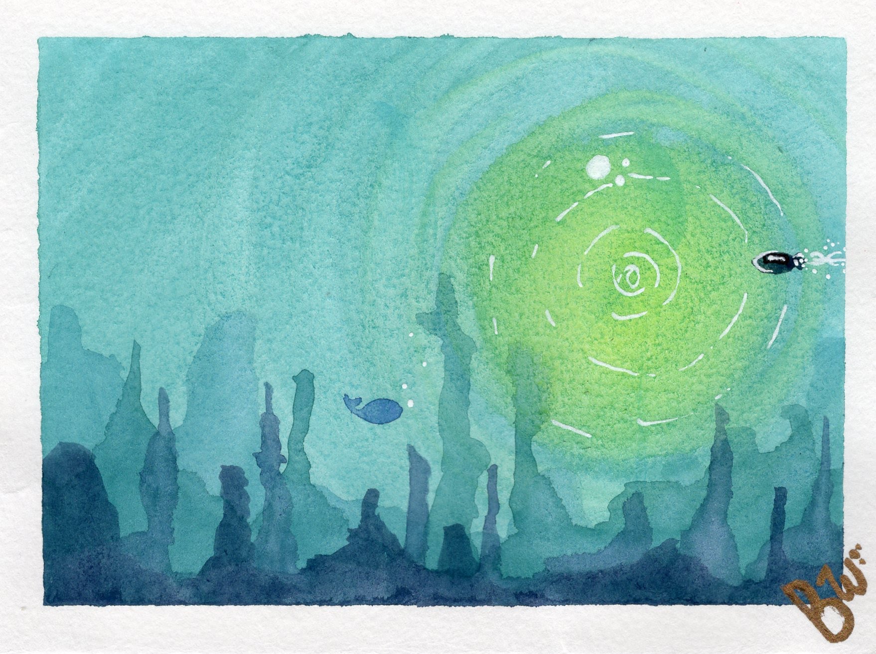 1758x1314 Underwater Watercolor Painting - Underwater Scene Watercolor