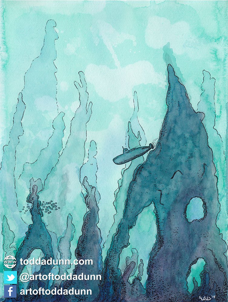 754x1000 Watercolor Painting Underwater Scene Todd A. Dunn - Underwater Scene Watercolor