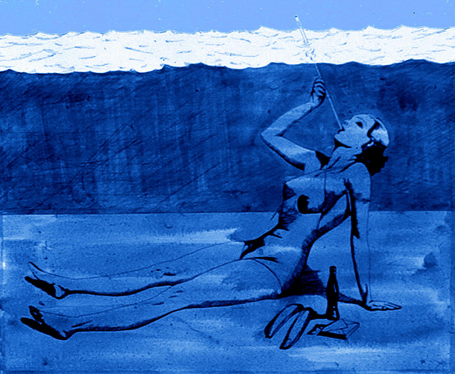 900x740 Smoking And Eating Underwater Watercolor Painting By Steve Fields - Underwater Watercolor