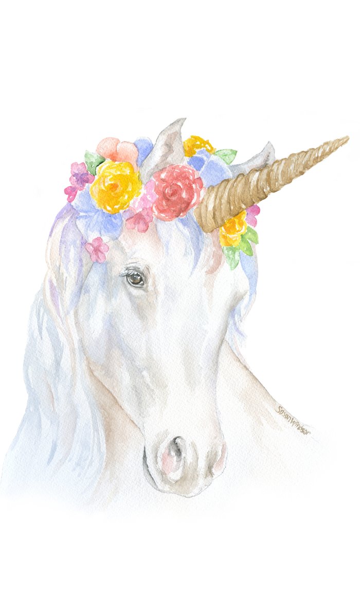 700x1146 Unicorn Watercolor Painting Window Curtains By Susanwindsor Society6 - Unicorn Watercolor