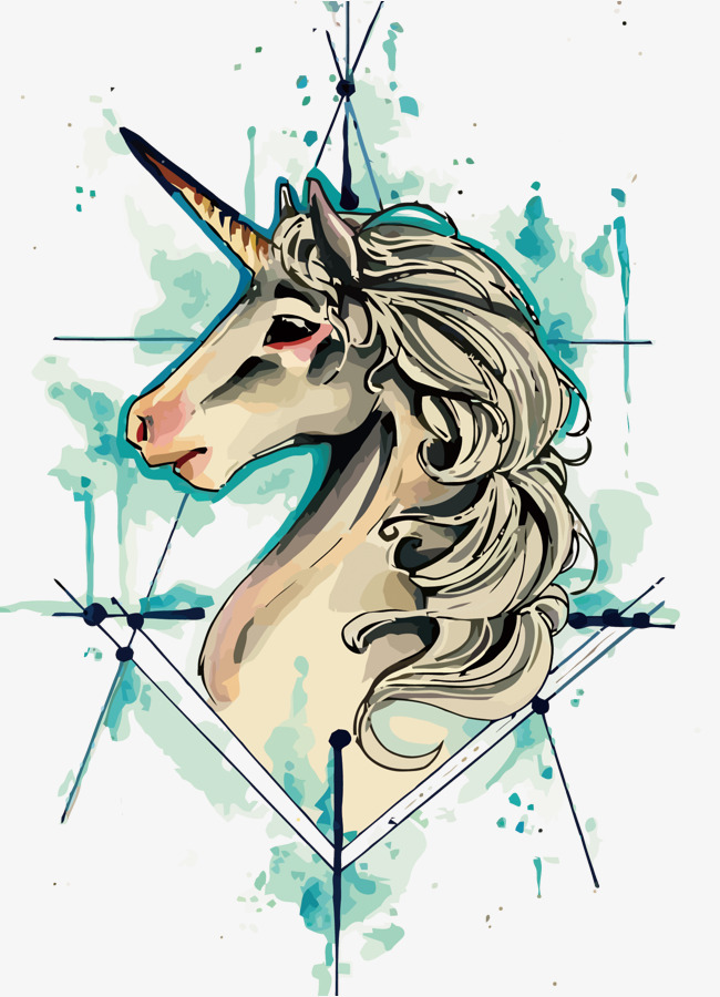 650x900 Vector Unicorn, Watercolor, Geometry, Unicorn Png And Vector For - Unicorn Watercolor