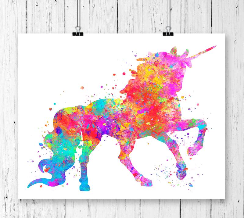800x715 Watercolor Unicorn Art Print - Unicorn Watercolor