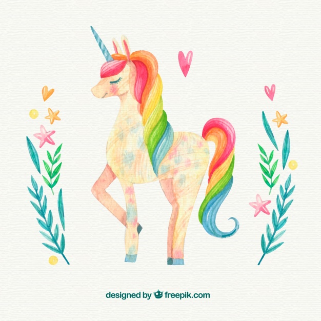 626x626 Watercolor Unicorn Background With Floral Details Vector Free - Unicorn Watercolor