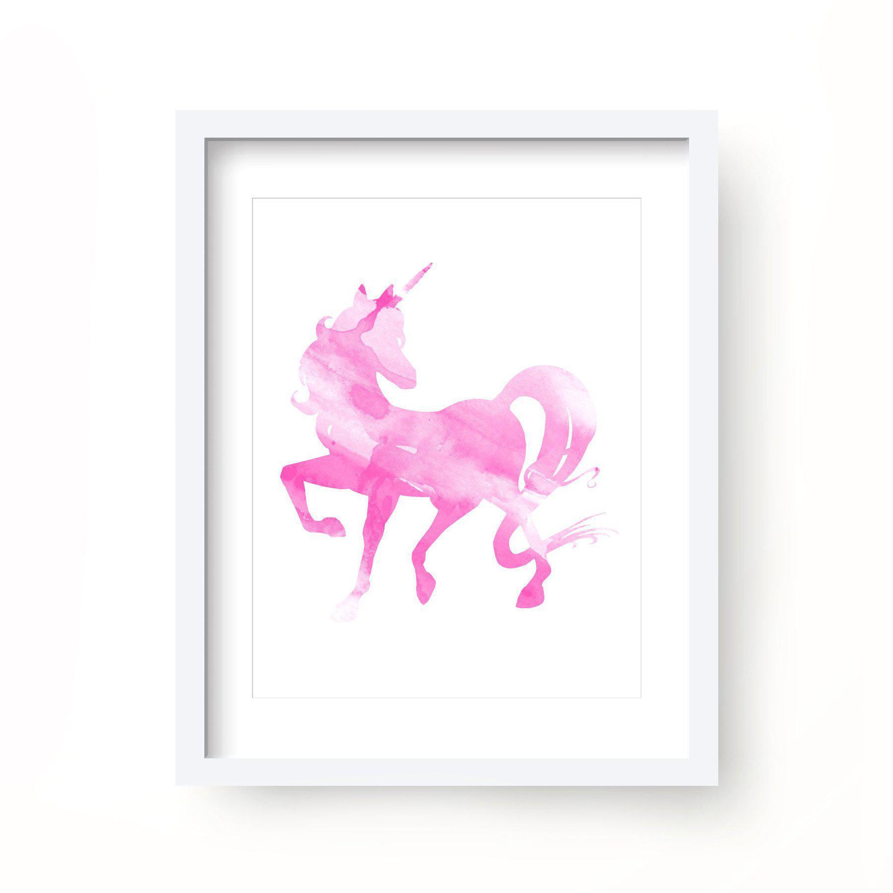 1800x1800 Pink Unicorn Watercolor Print - Unicorn Watercolor