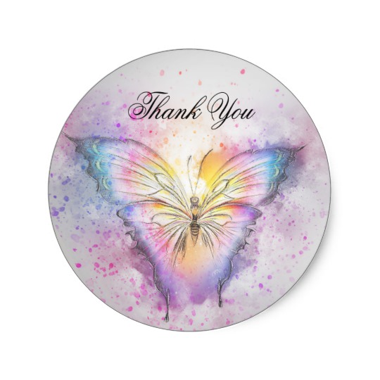 540x540 Unique Colorful Watercolor Butterfly Thank You Classic Round - Unique Watercolor