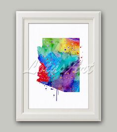 236x265 United States Map Print United States Watercolor Usa Map Wall Art - United States Watercolor