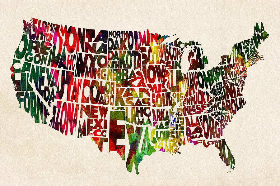900x600 United States Watercolor Map Painting By Inspirowl Design - United States Watercolor