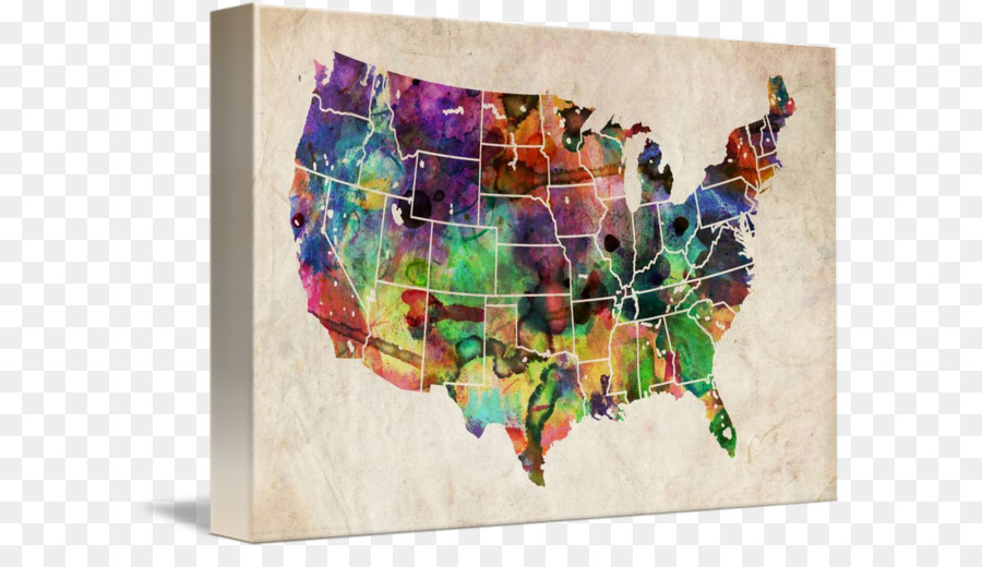 900x520 United States Watercolor Painting Art Map - United States Watercolor