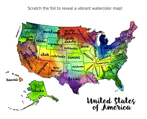 500x405 United States Of America (Usa Us) Watercolor Art Scratch Off Map - United States Watercolor
