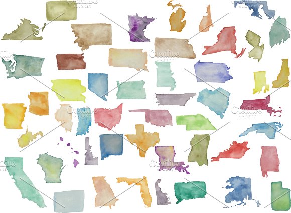 580x425 United States Clipart Watercolor ~ Frames ~ Illustrations ~ Hd - United States Watercolor