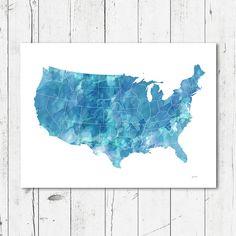 236x236 Watercolor United States Map Print United States Travel Bucket - United States Watercolor