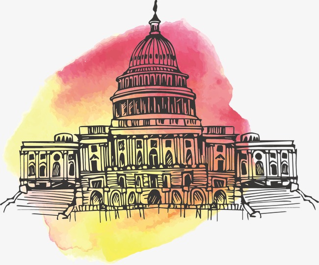 650x539 American Watercolor Landmarks, Watercolor Vector, United States - United States Watercolor
