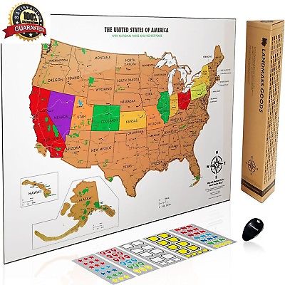 400x400 United States Of America Usa Us Watercolor Art Scratch Off Map - United States Watercolor Scratch Map