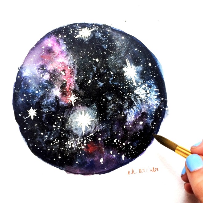 660x660 How To Paint A Watercolor Galaxy, Nebula And Night Sky 10 Tutorials - Universe Watercolor