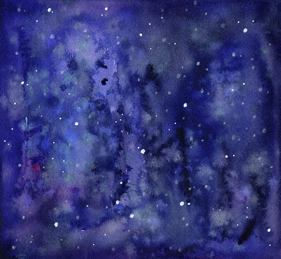 900x832 Night Sky Watercolor Galaxy Stars Painting By Olga Shvartsur - Universe Watercolor