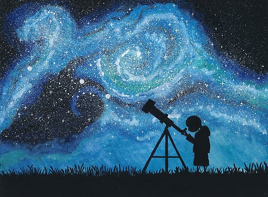 550x404 Observing The Universe ~ Watercolor Painting Posters By Csilla - Universe Watercolor