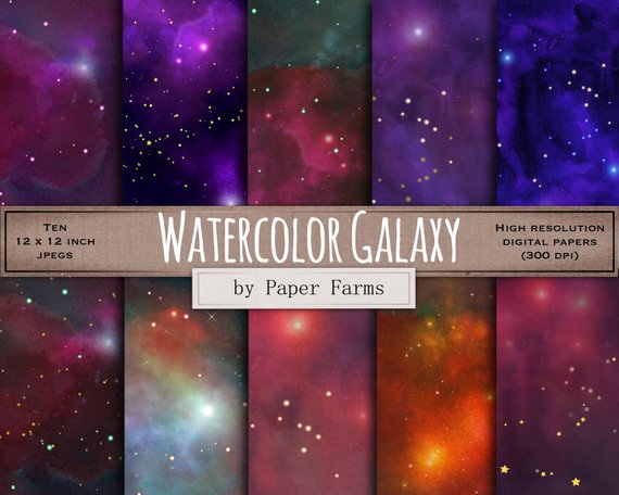 570x456 Watercolor Galaxy Digital Paper. Space Digital Paper Etsy - Universe Watercolor