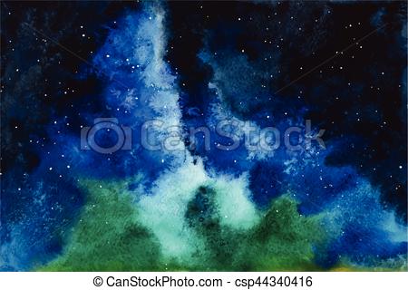 450x320 Watercolor Vector Universe Sky, Stars, Deep Space Violet, Blue - Universe Watercolor