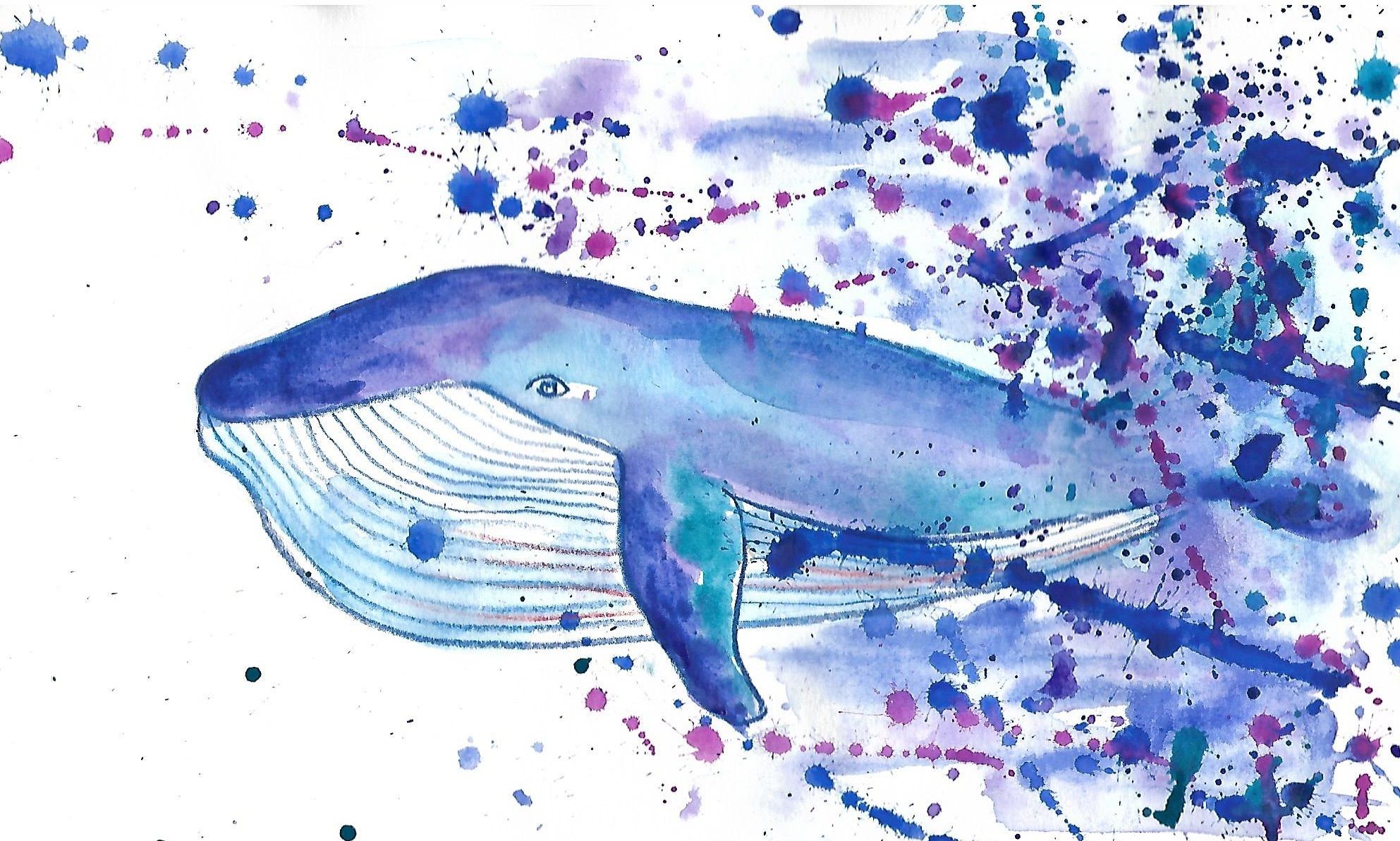 1985x1193 Whale Of The Universe. 100% My Watercolor Painting. Step By Step - Universe Watercolor