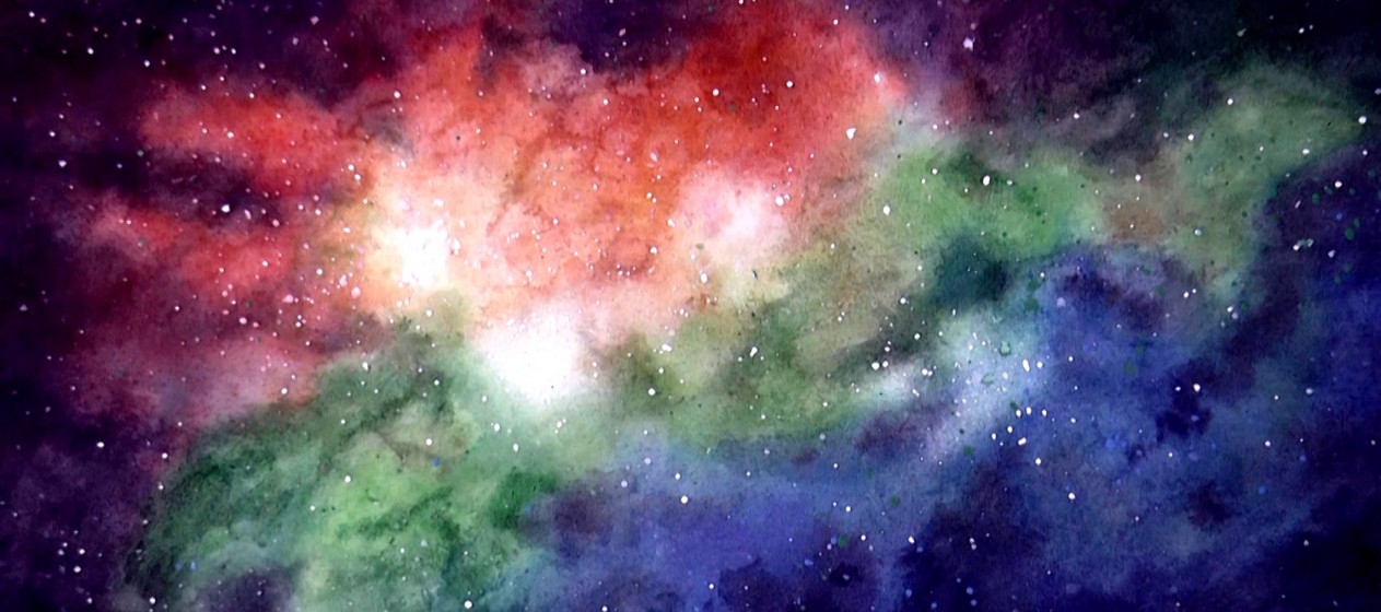 1263x560 Galaxy Of Nebula Amp Stars, Fun Abstract Painting Idea - Universe Watercolor