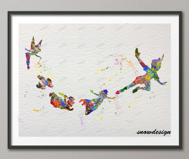 640x539 Buy Diy Original Watercolor Peter Pan Wall Art - Up Watercolor