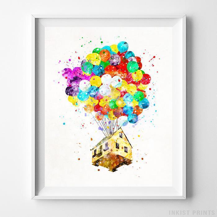 699x699 Balloon House Up Wall Art Disney Watercolor Poster Home Decor Baby - Up Watercolor