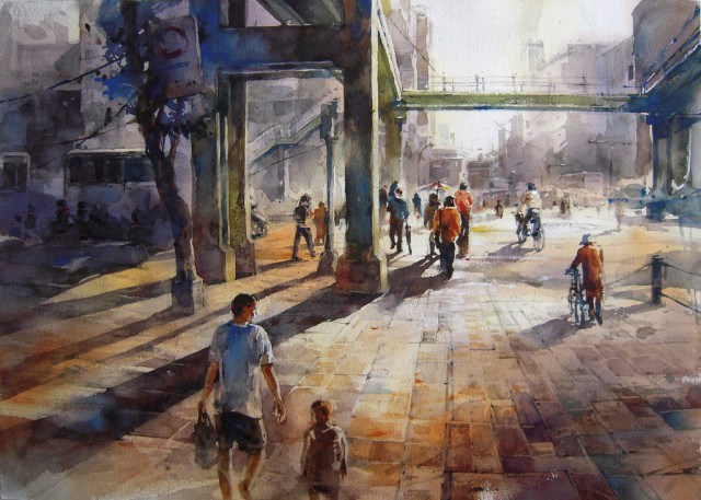 640x457 Gorgeous Urban Landscape Watercolor Paintings By Lin Ching Che - Urban Watercolor