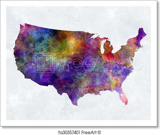 560x470 Free Art Print Of Usa Map In Watercolor . Usa Map In Watercolor - Usa Watercolor
