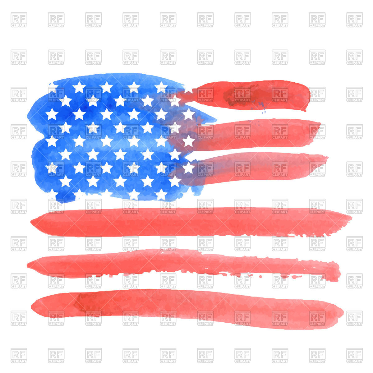 1200x1200 Usa Flag Made Of Watercolor Brushstrokes Vector Image Vector - Usa Watercolor