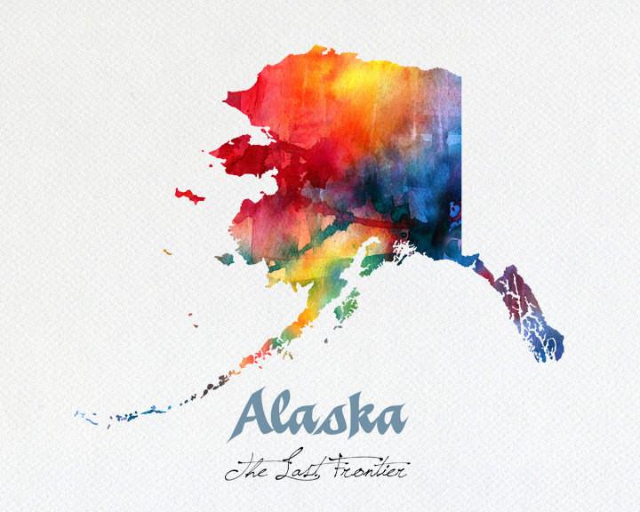 720x576 Alaska State Map Usa, Watercolor Print, Art Print, Wall Art Poster - Usa Watercolor